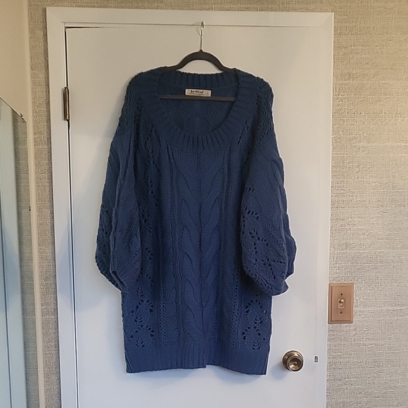 Three Bird Nest Blue Cable Knit Crew Neck Sweater - Picture 4 of 4